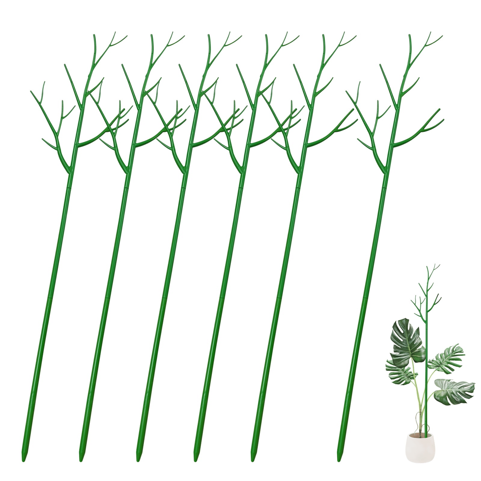 6 Pack 39.37'' Twig Plant Support Stake Set, Adjustable Monstera Plant Support, Plant Trellis Poles Plant Sticks for Indoor and Outdoor Potted Plants EasyOptionXY LLC