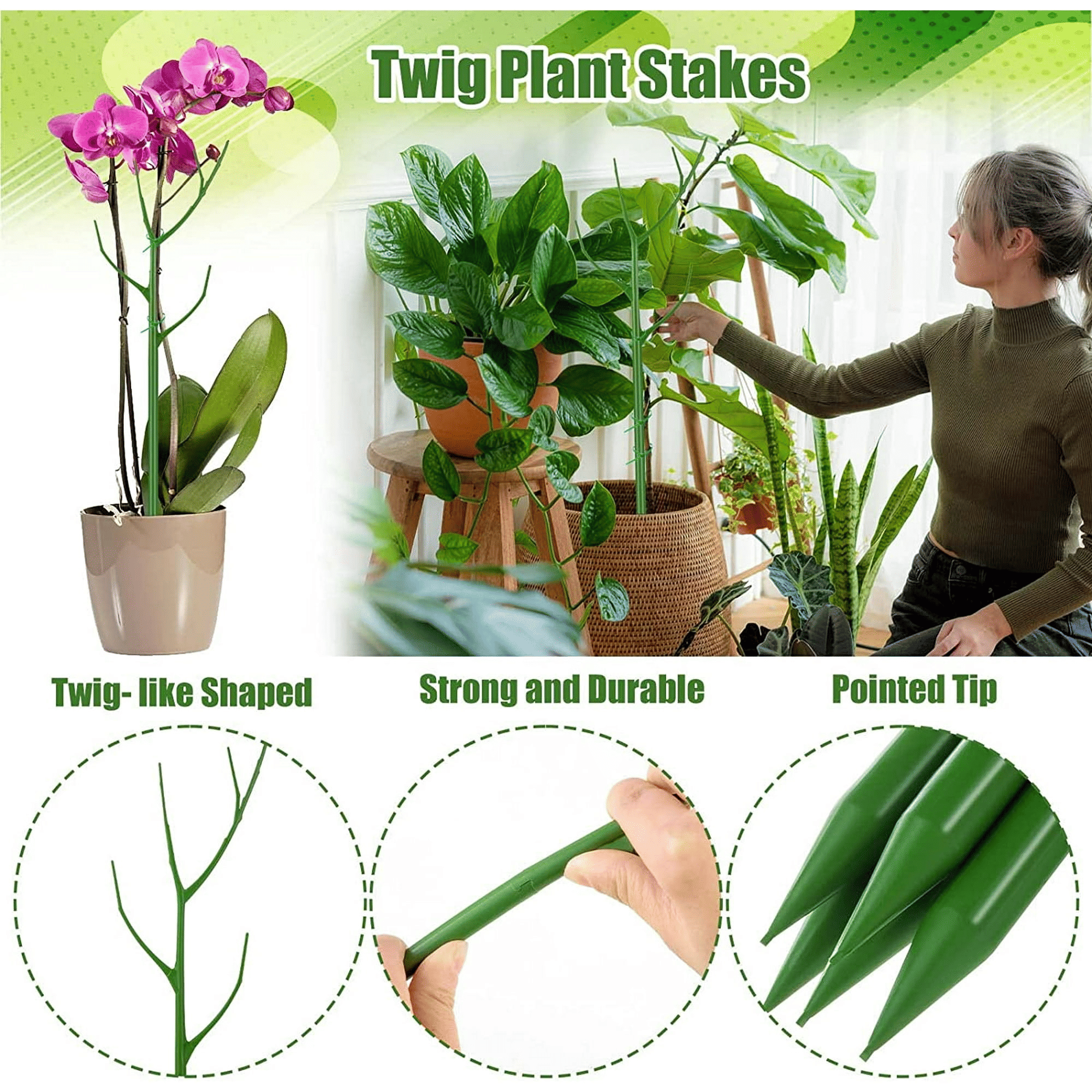 6 Pack 39.37'' Twig Plant Support Stake Set, Adjustable Monstera Plant Support, Plant Trellis Poles Plant Sticks for Indoor and Outdoor Potted Plants EasyOptionXY LLC