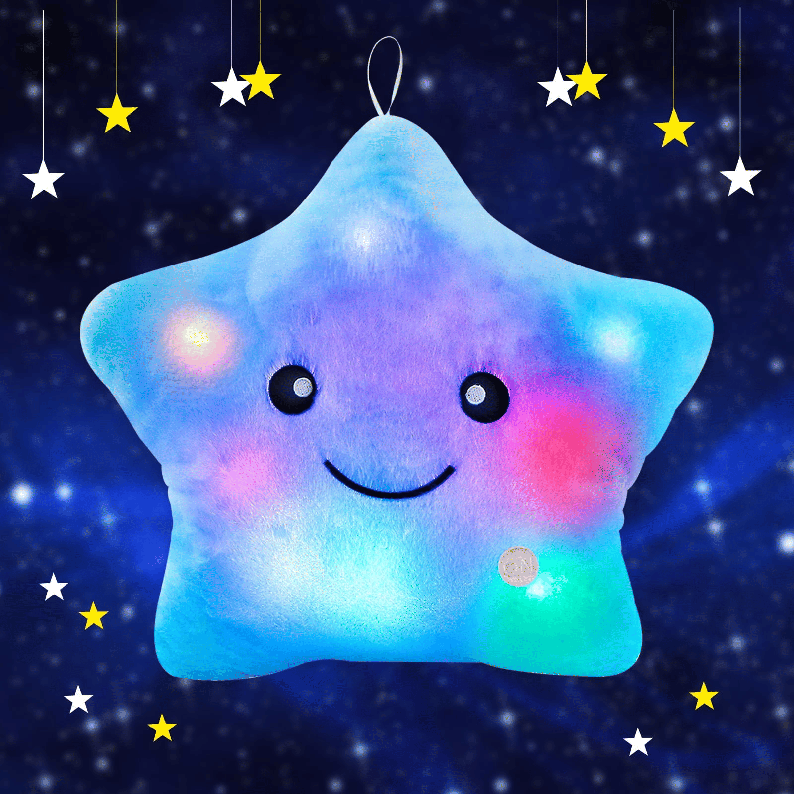 Twinkle Star Plush Pillow, LED Night Light Glowing Cushions, Creative Stuffed Toys Birthday Christmas Gifts for Kids Toddlers, Blue EasyOptionXY LLC