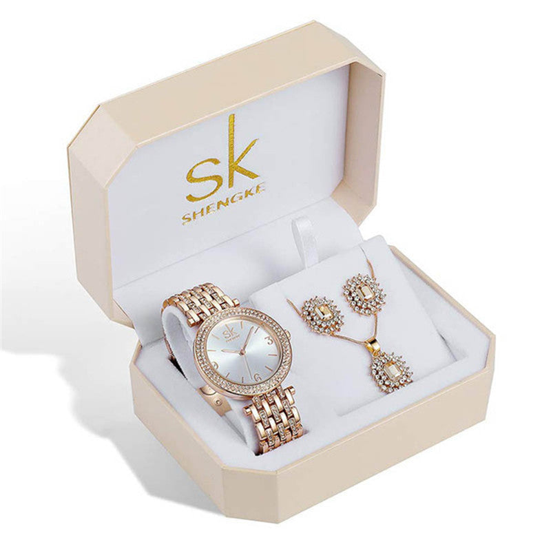 Rhinestone watch earring necklace Pi-Mart
