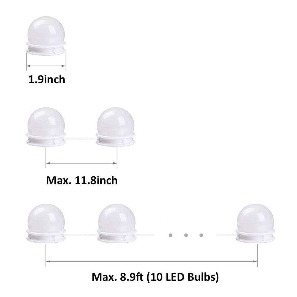 Vanity Mirror Lights, Hollywood Style Makeup Mirror Lights with 10 Dimmable LED Bulbs with Stickers, Vanity Makeup Lights for Bathroom and Dressing Table, Mirror Not Included EasyOptionXY LLC