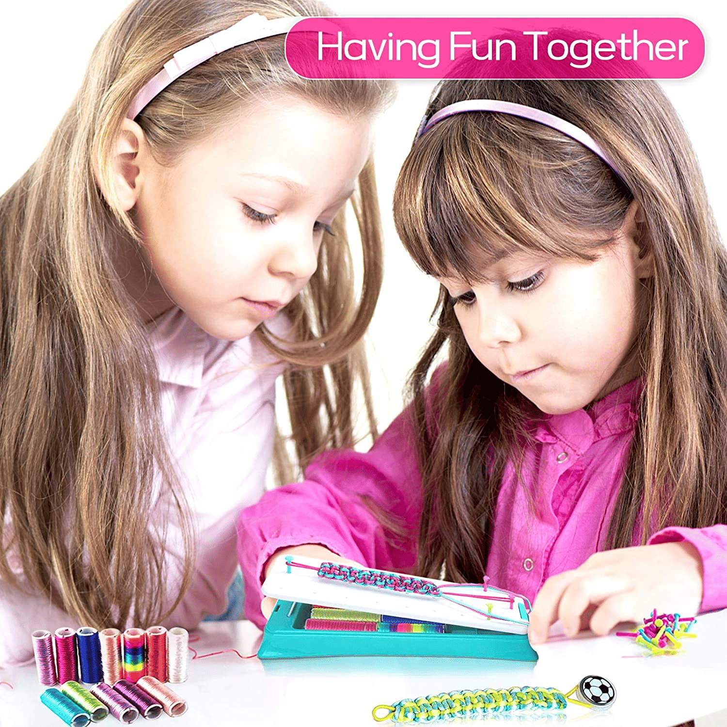 Arts and Crafts Toys for Girls Ages 6-12, Loom Bracelet Making Kit with String, Handmade Bracelet Kit DIY Bracelet Maker for Teen Girl Gifts Party Supply and Travel Activities EasyOptionXY LLC