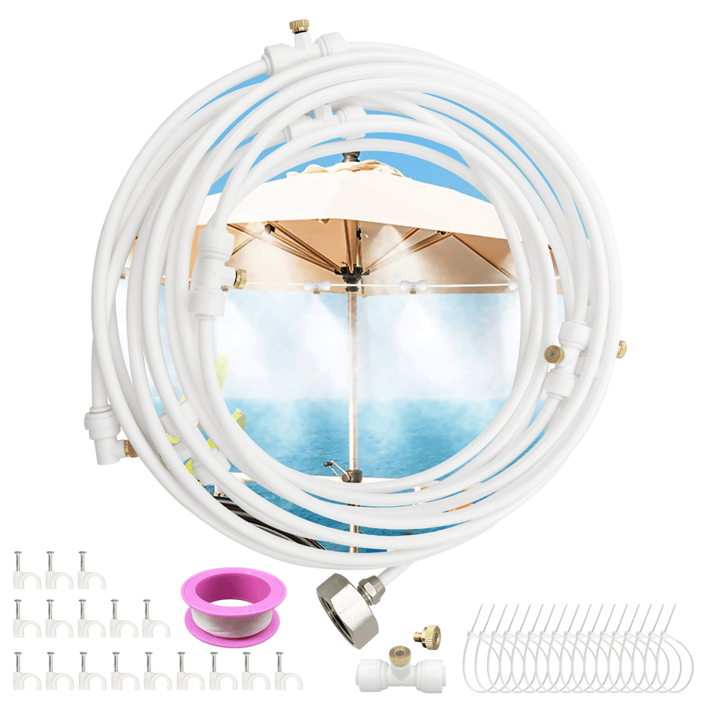 Misters for Outside Patio, 26Ft (8M) Outdoor Misting Cooling System, Water Misting Kit for Porch, Canopy, Deck, Umbrella, Garden, Greenhouse, Yard, Plants, Trampoline Sprinkler Accessories for Kids