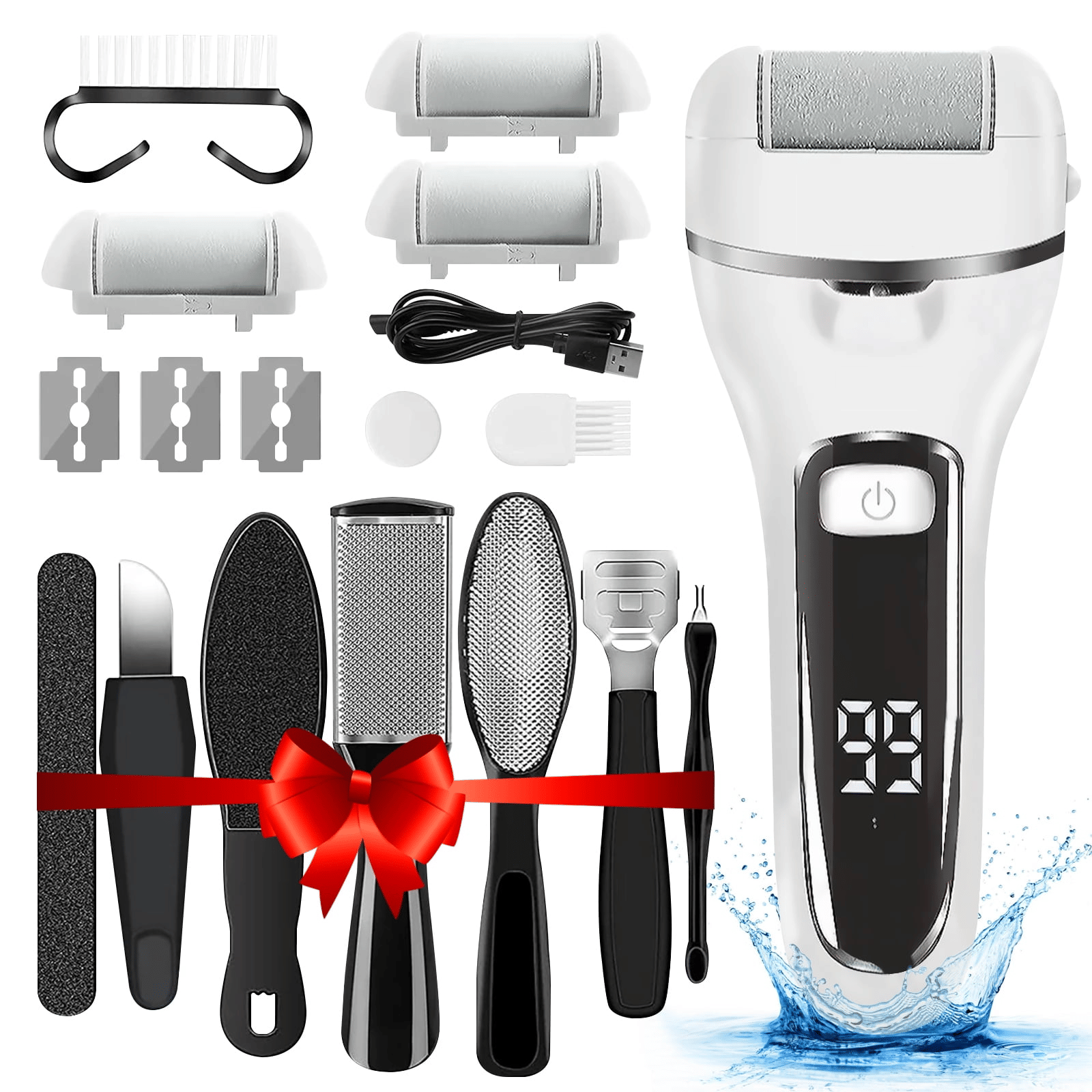 Electric Callus Remover for Feet, Rechargeable Hard Skin Remover Pedicure Tools, 13 in 1 Electric Callous Remover Kit for Cracked Heels, White EasyOptionXY LLC