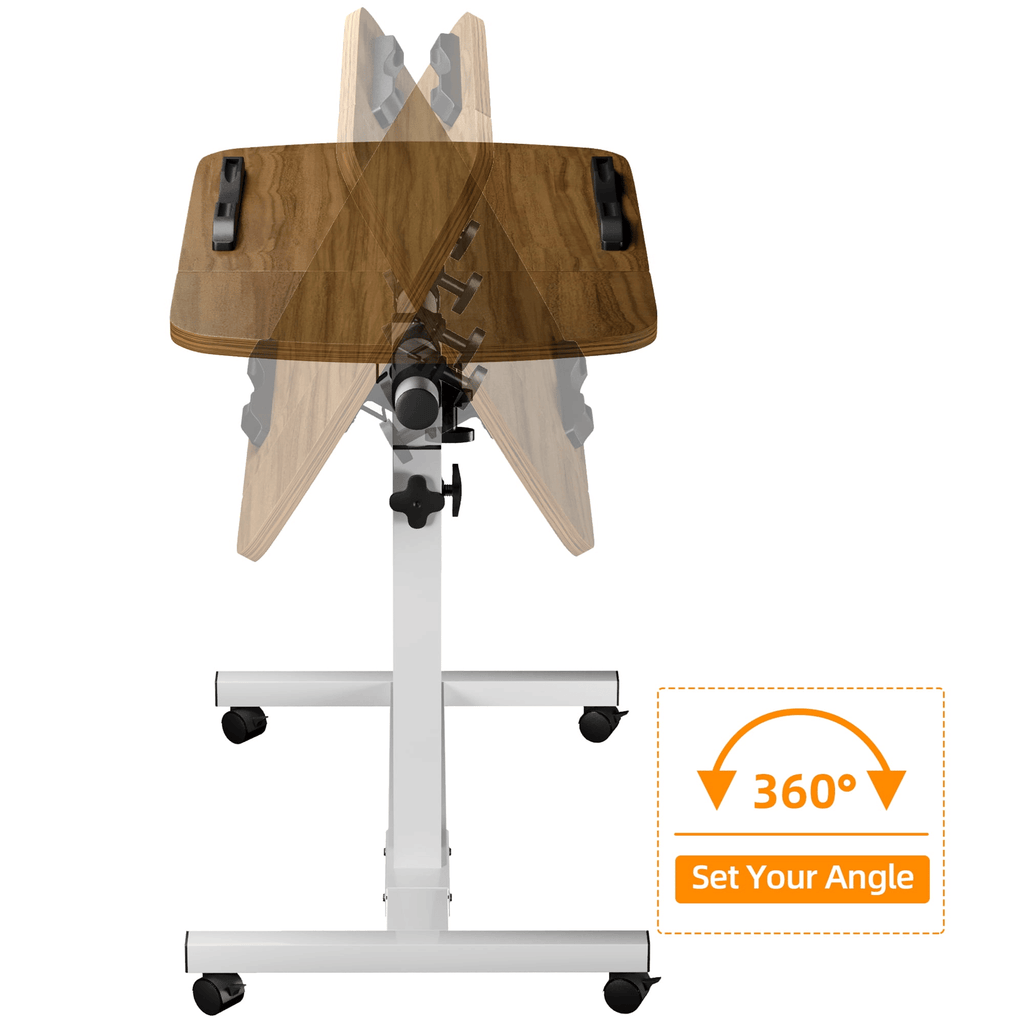Kekoy Adjustable Overbed Bedside Table with Wheels, Rolling Laptop Side Tilt Table with Adjustable Height for Hospital and Home Use, Walnut Brown EasyOptionXY LLC
