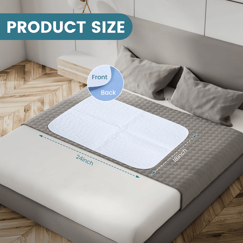 KEKOY 4 Layer Reusable Incontinence Bed Underpad, 4 Pack Washable Super Waterproof Absorbent Bed Pads Incontinence Protection, Pee Pads for Adults, Babys, Dogs, 18x24inch