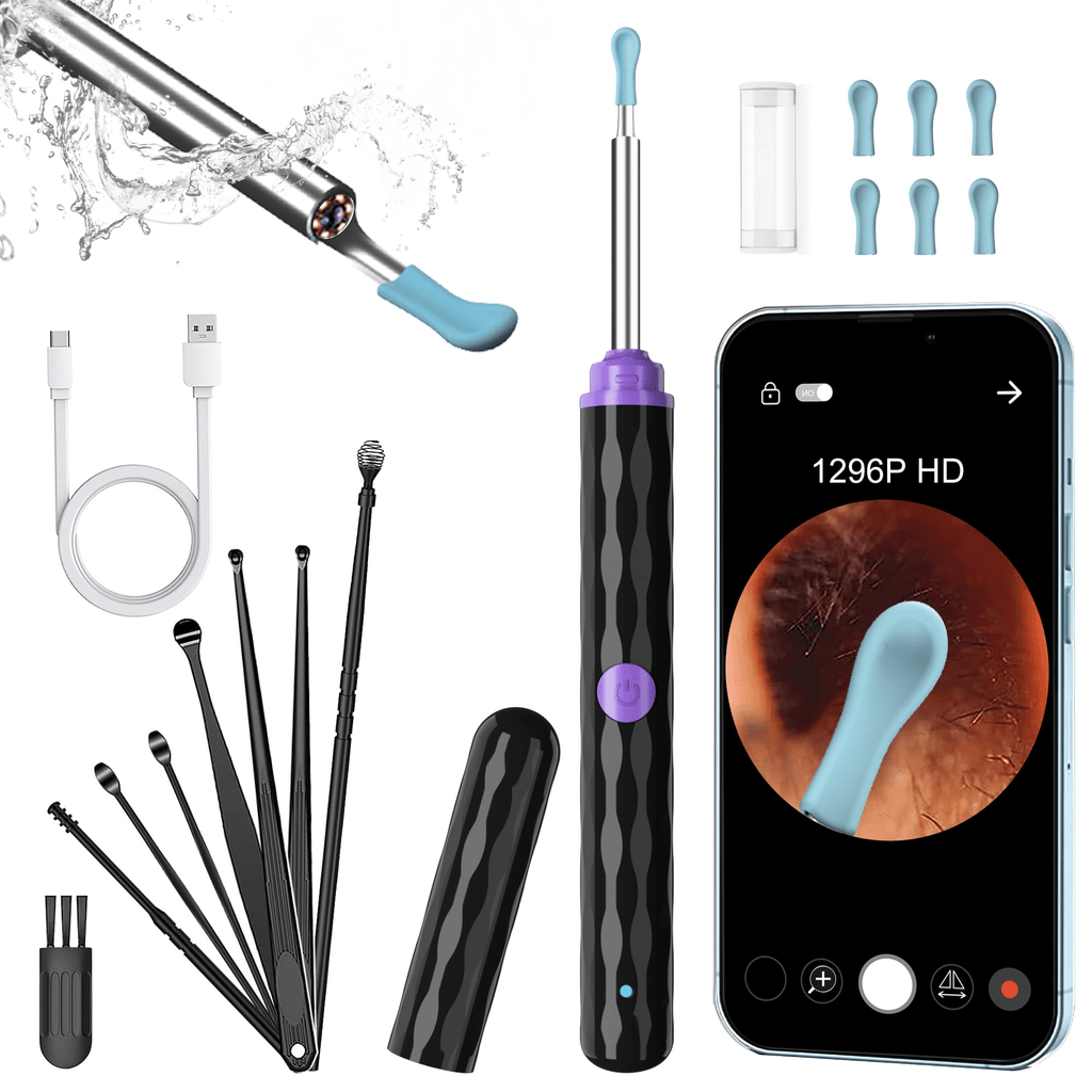 KEKOY Otoscope Ear Camera, Earwax Removal Kit with 8 Pcs Ear Set, Ear Cleaning Kit with 6 Ear Pick, Ear Cleaner Otoscope with Light, Ear Camera for iPhone, iPad, Android Phones, Purple