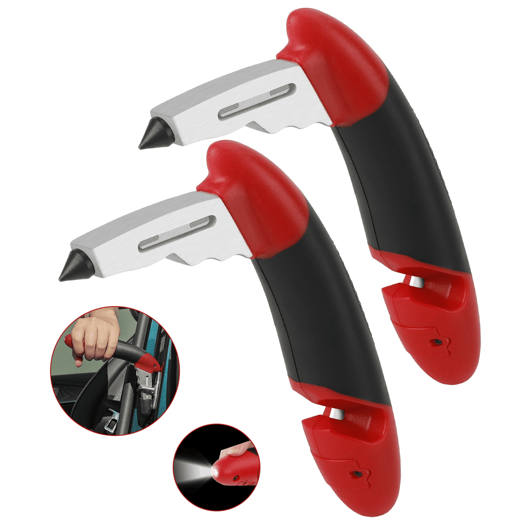 KEKOY 2 Pack Car Cane, Car Door Handle Assist for Elderly Portable Auto Cane Seatbelt Cutter and Window Breaker for Elderly and Handicapped with LED Light