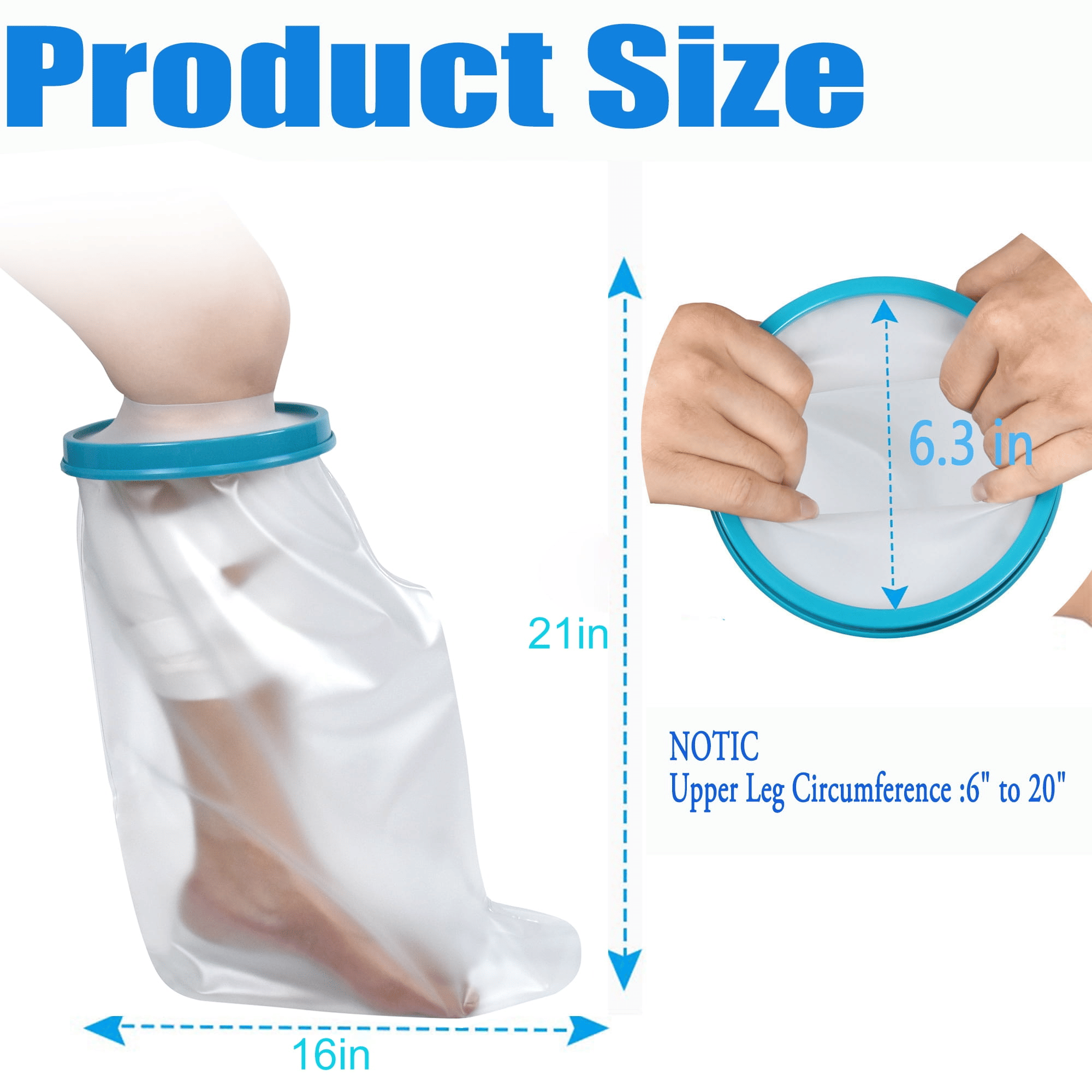 KEKOY Cast Cover for Leg in Shower, Reusable Adult Waterproof Leg Cast Protector Shower Bandage Wound Showering for Broken Long Leg Knee Foot Ankle Wound Burns, 24in EasyOptionXY LLC