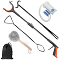 Kekoy 6-Piece Hip Knee Replacement Kit with 32" Rotating Grabber Reacher Tool, Slick Sock Aid, Long Shoe Horn & Dressing Stick, Leg Lifter, Bath Sponge, Storage Bag, Back or Knee Surgery Recovery