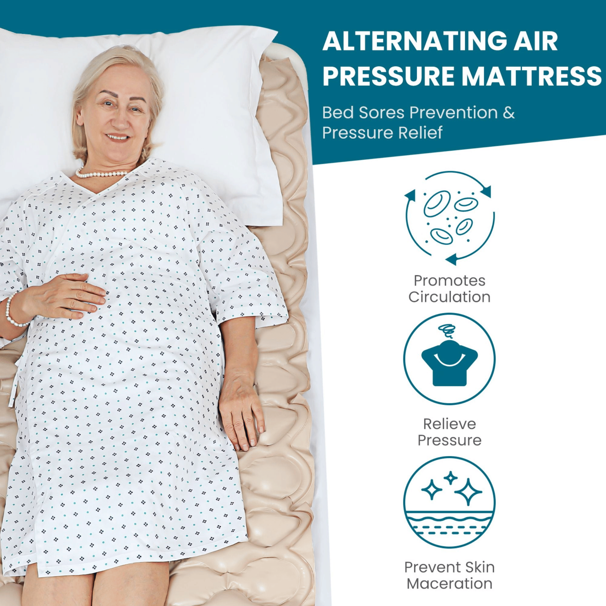 KEKOY Alternating Pressure Mattress with Quiet Electric Pump, Air Mattress for Bed Sore & Ulcer Prevention, Air Pad for Hospital Bed and Home Use, Beige EasyOptionXY LLC