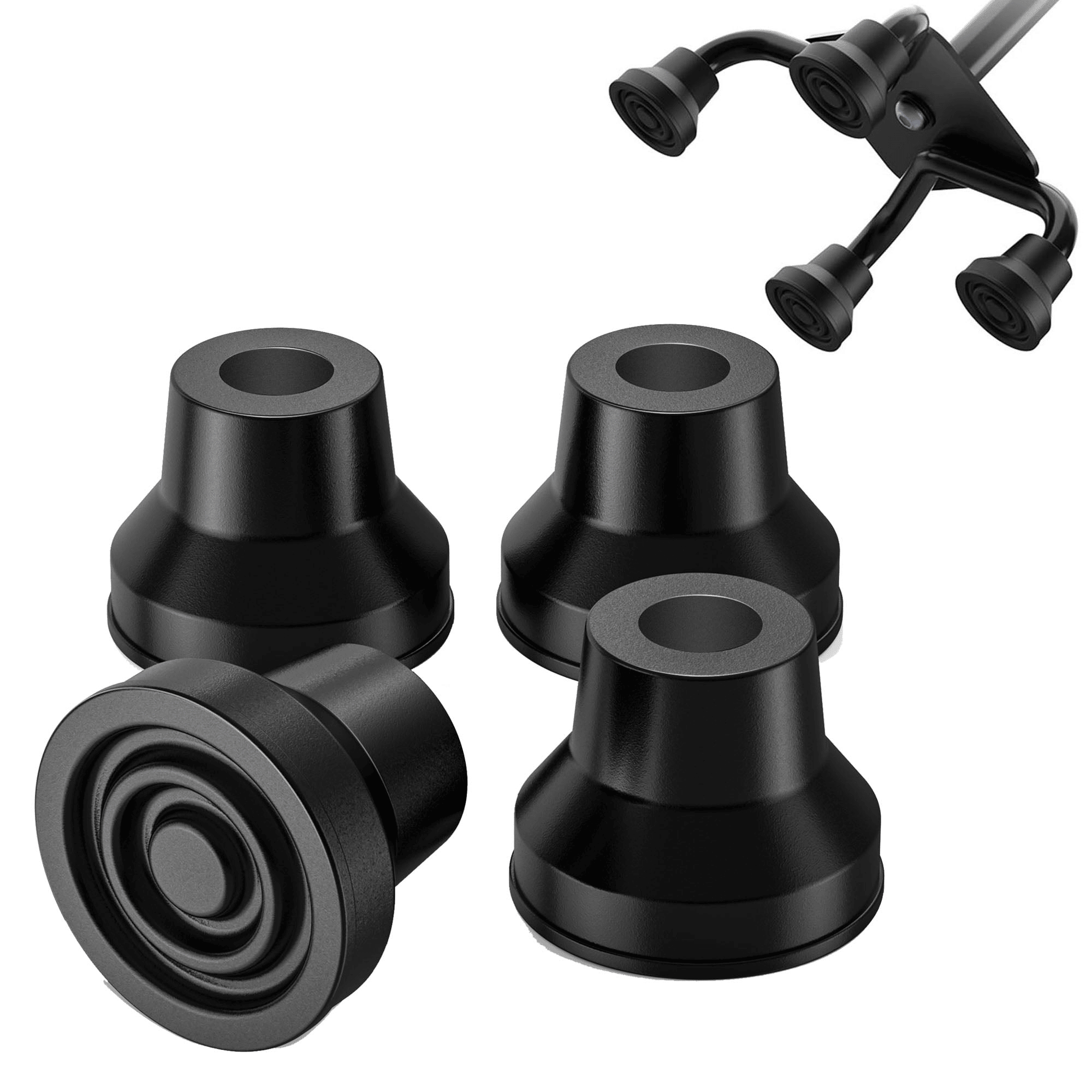 KEKOY 4Pack 1/2 inch Replacement Quad Cane Tips, Non-Slip Rubber Cane Tip Self Standing Cane Tip for Walking Cane Folding Cane Cane Accessory, Black EasyOptionXY LLC