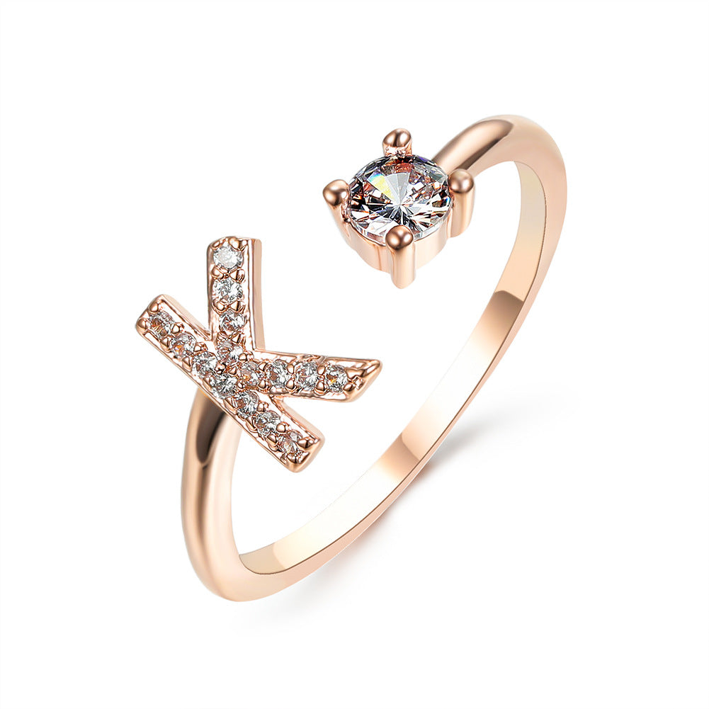 Adjustable 26 Initial Letter Ring Fashion Jewelry For Women Simple Elegant Jewelry Pi-Mart
