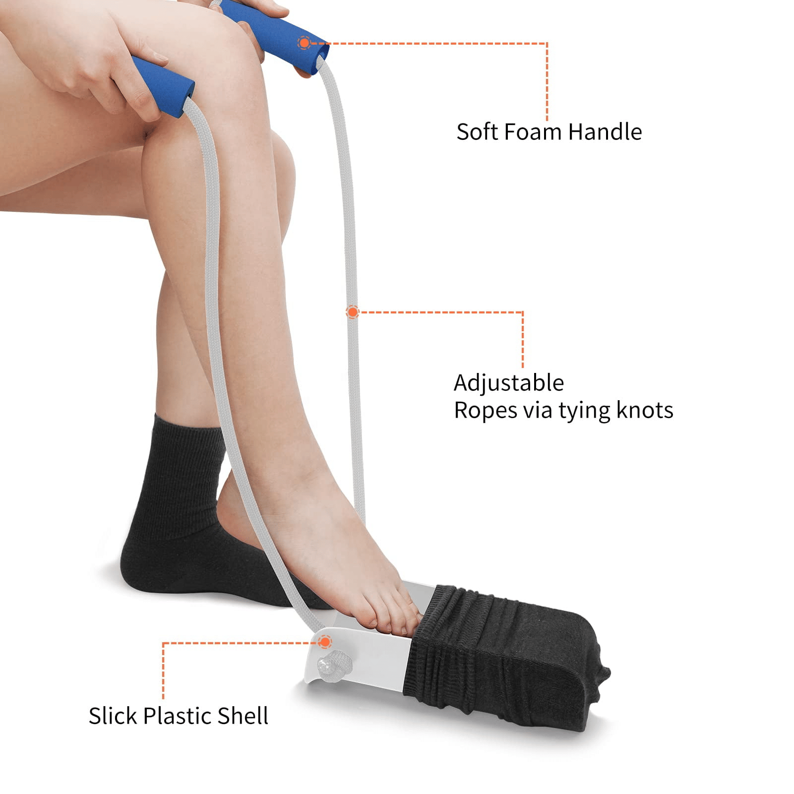 Kekoy 5 in1 Hip Kit, Hip Knee Back Replacement Kit with 32" Foldable Reacher Grabber Tool, Sock Aid, Long Shoe Horn & Dressing Stick, Storage Bag, Ideal for Back or Knee Surgery Recovery EasyOptionXY LLC