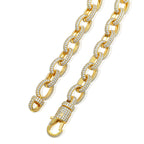 Oval Twisted Big Button Necklace European And American Hot Micro Inlaid Zircon Men's Personalized Hip Hop Hipster Daikin Chain