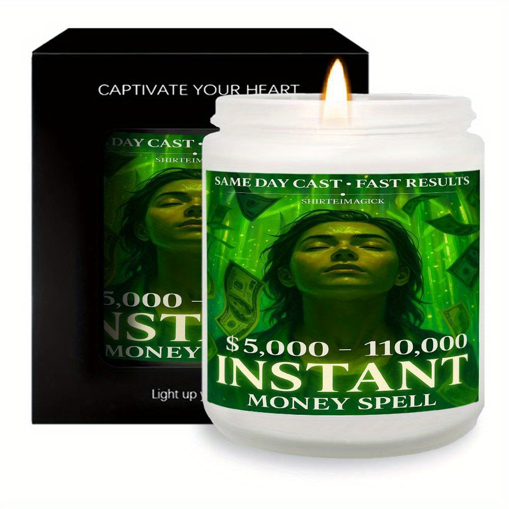 1pc 5. 3 Oz Instant Money Spell Casting Scented Candle Soybean Wax Gift Idea For Women Men Adult Bestie Coworker Husband Wife Him Her Son Daughter Dad Mum Sister Brother Family On Birthday Xmas New Year Funny Unique Essential Lootquake LLC