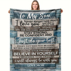 1pc Soft Flannel Blanket, To My Son From Mom Warm Cozy Throw Blanket For Couch Bed Sofa