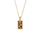 Fashion Tarot Necklace With Rhinestones Diamond Set Pendant Stainless Steel Rectangular Drip Necklace Jewelry Pi-Mart