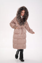 Rei Silver Fox Fully Lined Hood Down Coat in Blush - SJB-DIAMOND ELITES