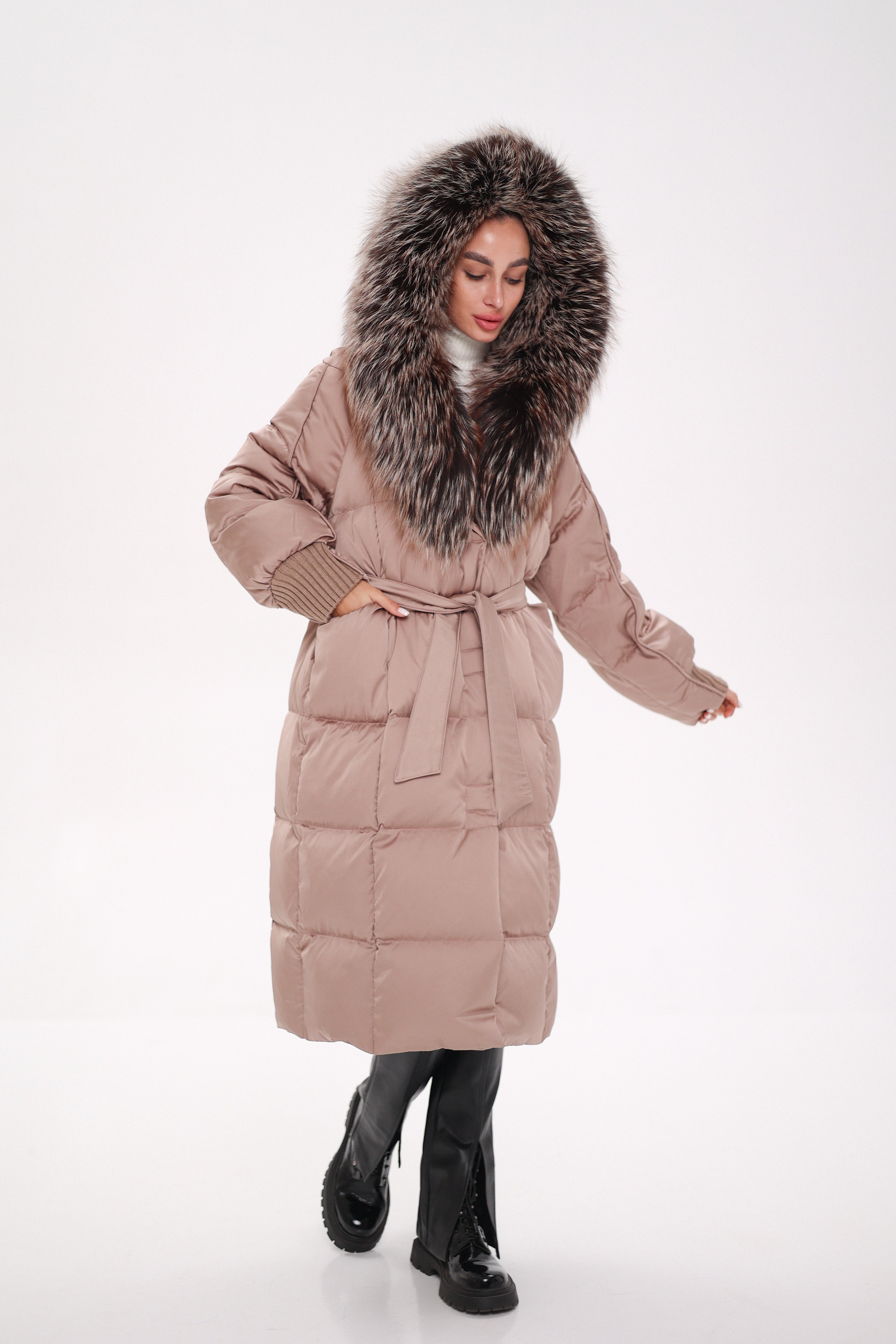 Rei Silver Fox Fully Lined Hood Down Coat in Blush - SJB-DIAMOND ELITES