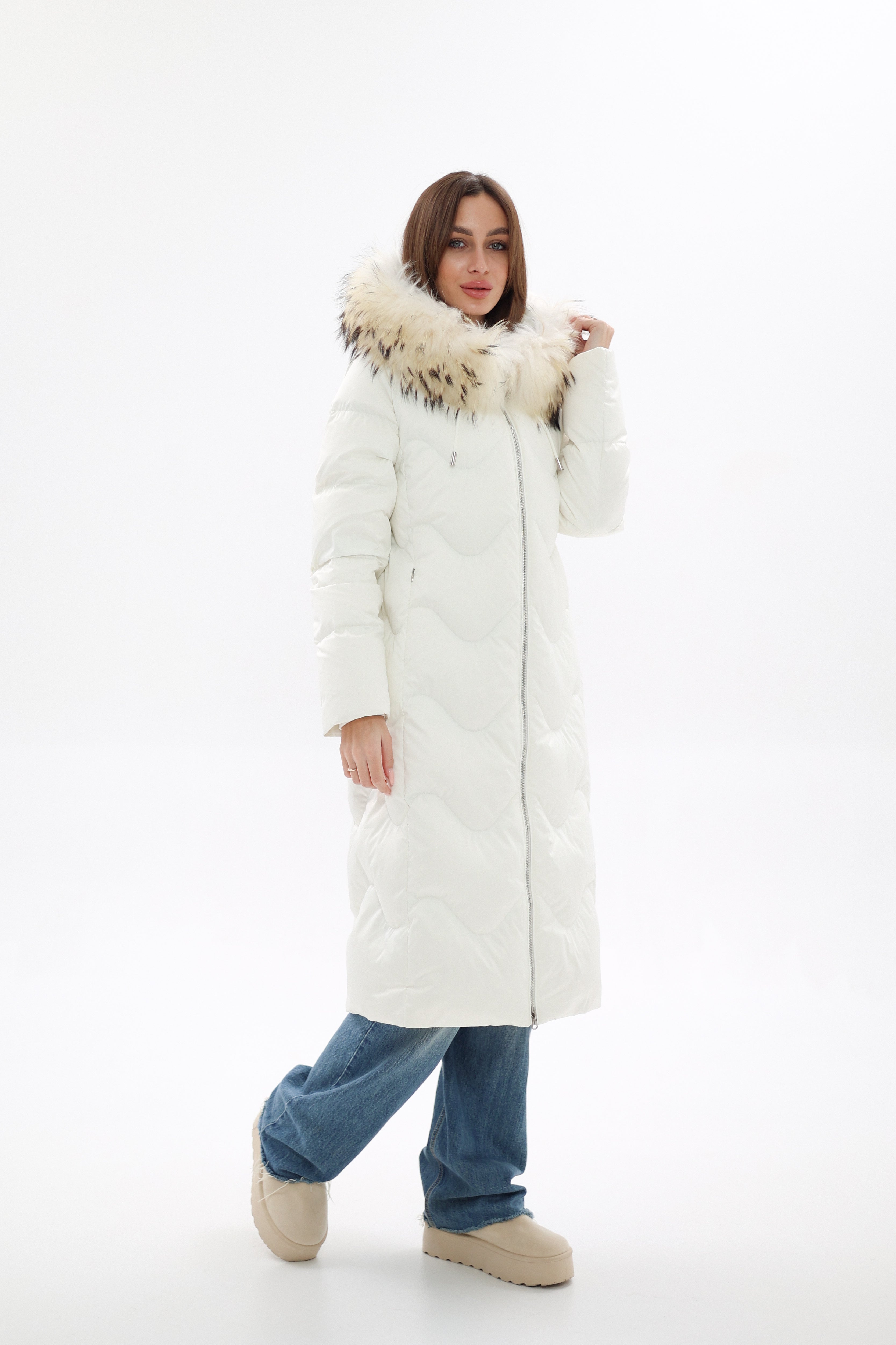 Genuine Fur Trim Down Fill Coat