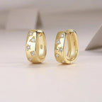 18K Gold Plated 925 Silver Hoop Earrings With Star Triangle Moissanite Accents BandsCo Straps
