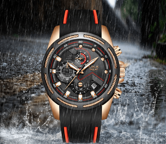 Men's Waterproof Modern Watch With Rubber Straps Multifunction Watches Unique Design Perfect Gift Stevvex