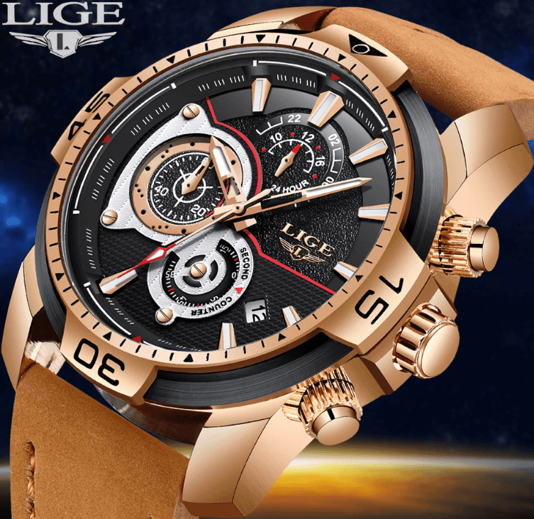 Men's Elegant Waterproof  Watch With Leather Straps   Business Style Watches Unique Design Perfect Gift For Your Man Stevvex