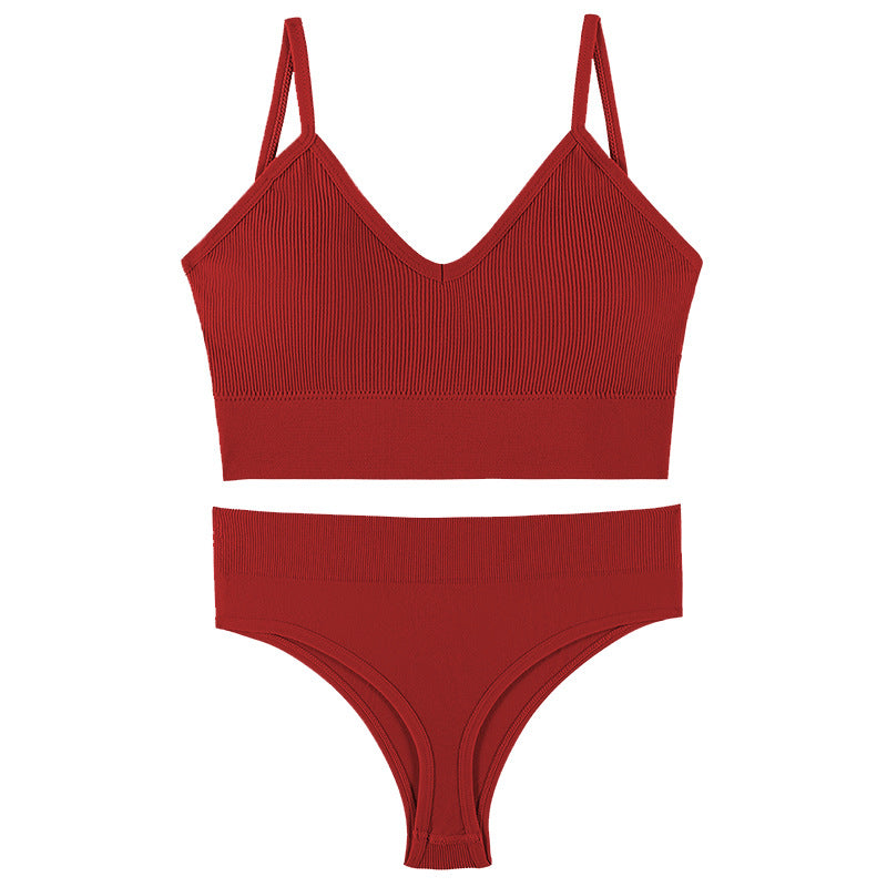 Women Seamless Bra Top Fitness Swimwear Push Up Exercise Bikini For Women 2 Pieces Ribbed Seamless Yoga Bikini Sets Sports Bra And Underwear Set 2 Piece High Waist Summer Bikini Stevvex