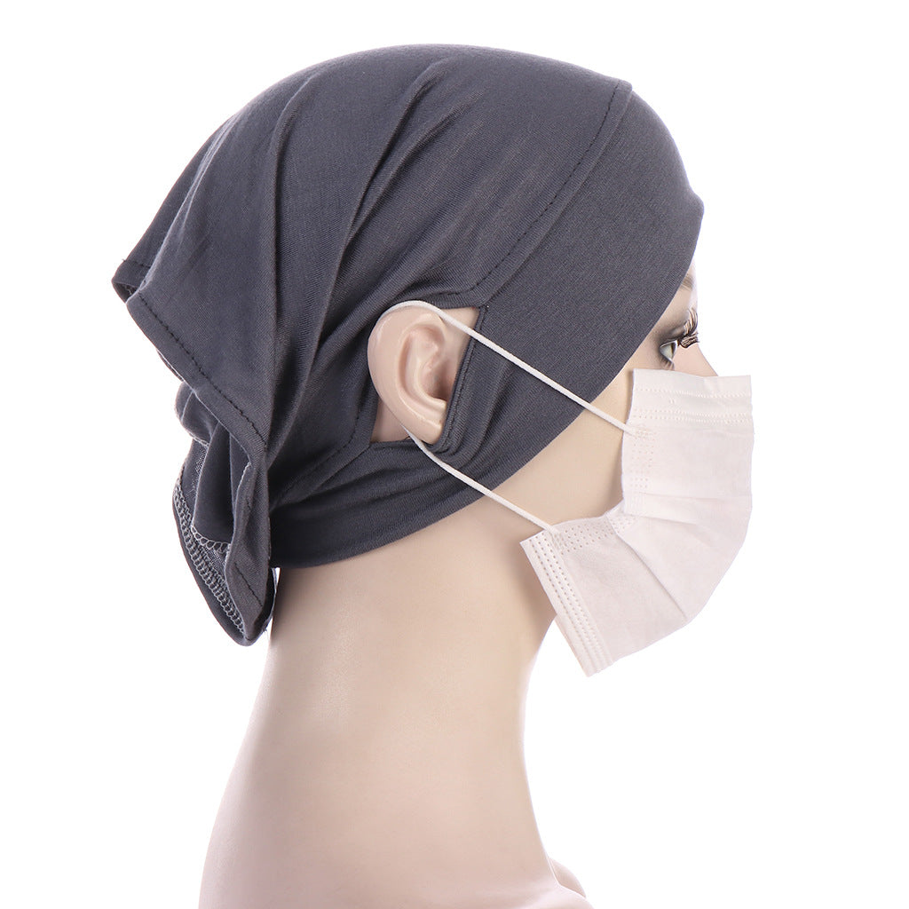 NEW Soft Cotton Hijab Breathable Turban Tie Under Scarf Elegant Ear Hole Stretch Inner Hijabs Lightweight Turban Round Front Under Hijab Caps Female Turban Bonnet Stevvex