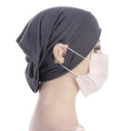 NEW Soft Cotton Hijab Breathable Turban Tie Under Scarf Elegant Ear Hole Stretch Inner Hijabs Lightweight Turban Round Front Under Hijab Caps Female Turban Bonnet Stevvex