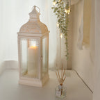 Rustic Metal Decorative Candle Lantern Hanging  Candle Holder with Tempered Glass(White) Lootquake LLC