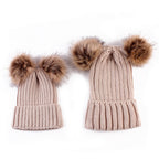 Modern Trend Children's Winter Toddler Baby Kids hat Cap With Two Double Pompom Ears Funny Hat