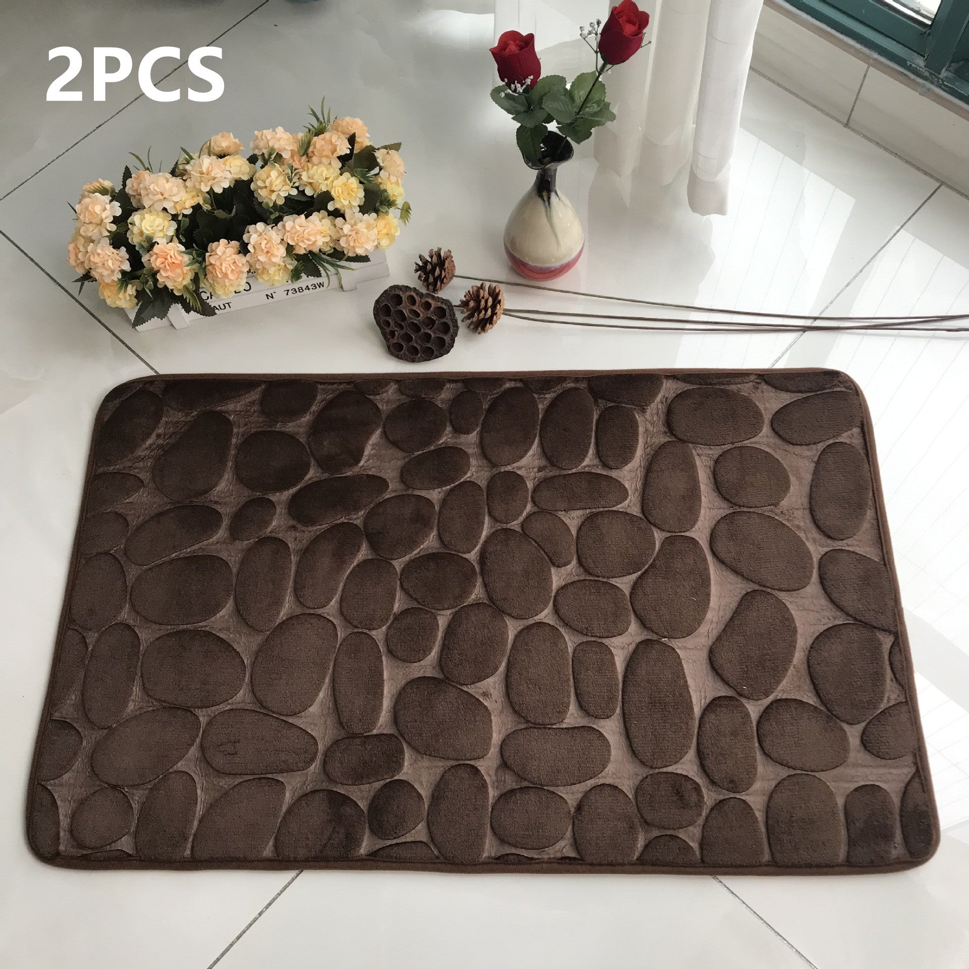 Absorbent Non-slip Stone Embossed Carpet Floor Mat Pi-Mart