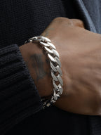 S925 Sterling Silver 13mm Thick Cuban Bracelet Pi-Mart