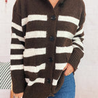 Casual Loose Plus-sized Hooded Single-breasted Long Sleeve Sweater For Women Pi-Mart