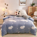 Plush Thick Snowflake Duvet Cover Single Piece Flannel Pi-Mart