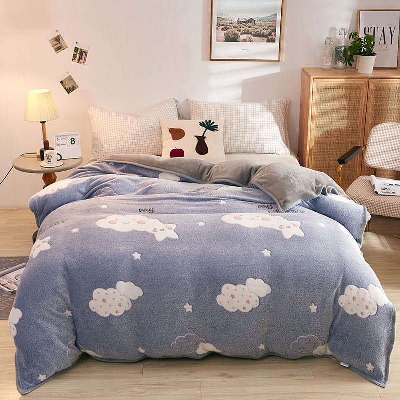 Plush Thick Snowflake Duvet Cover Single Piece Flannel Pi-Mart