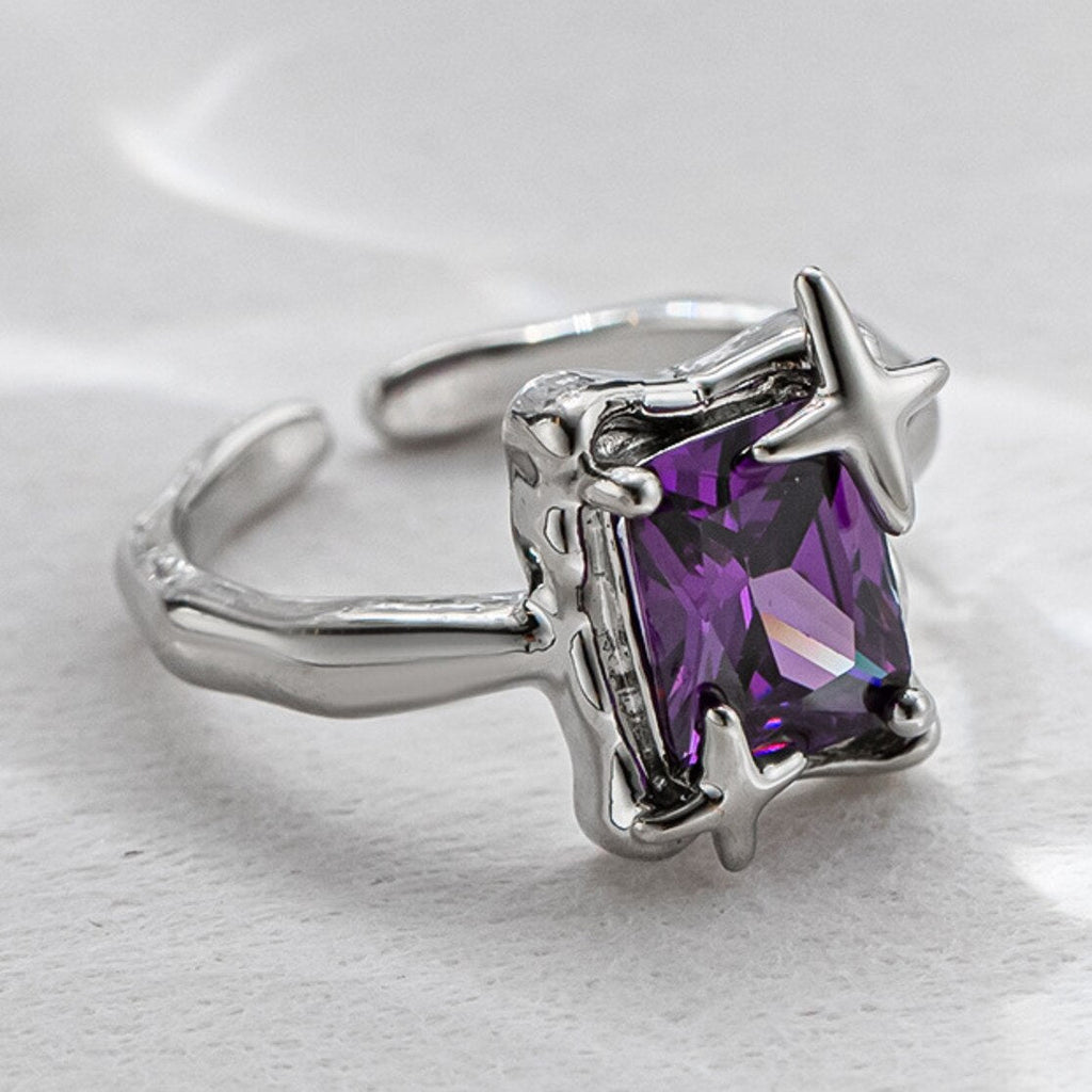 Purple Square Zirconia Ring - SJB-DIAMOND ELITES