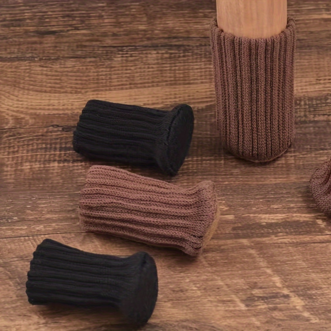 24pcs Cloth Table And Chair Leg Socks Woolen High Elastic Floor Protectors Non Slip Chair Leg Feet Socks Covers Furniture Caps Set, Fit Diameter From, Knitted Furniture Pads Lootquake LLC