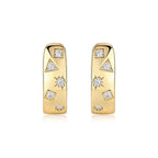 18K Gold Plated 925 Silver Hoop Earrings With Star Triangle Moissanite Accents BandsCo Straps