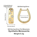 18K Gold Plated 925 Silver Hoop Earrings With Star Triangle Moissanite Accents BandsCo Straps