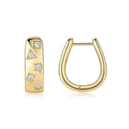18K Gold Plated 925 Silver Hoop Earrings With Star Triangle Moissanite Accents BandsCo Straps