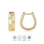 18K Gold Plated 925 Silver Hoop Earrings With Star Triangle Moissanite Accents BandsCo Straps