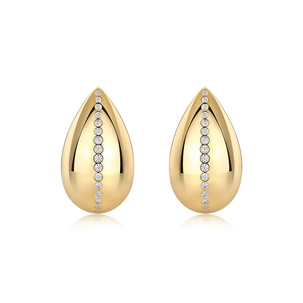 18K Gold Plated Teardrop Moissanite Stud Earrings 925 Sterling Silver BandsCo Straps