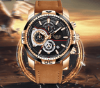 Men's Elegant Waterproof  Watch With Leather Straps   Business Style Watches Unique Design Perfect Gift For Your Man Stevvex