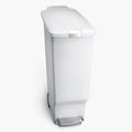 simplehuman 40 Liter / 10.6 Gallon Slim Kitchen Step Trash Can With Secure Slide Lock, White Plastic