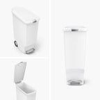 simplehuman 40 Liter / 10.6 Gallon Slim Kitchen Step Trash Can With Secure Slide Lock, White Plastic