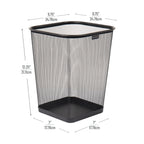 Mind Reader Mesh Trash Can, Waste Paper Basket, Square, Office, Metal Mesh, Set of 4, Black