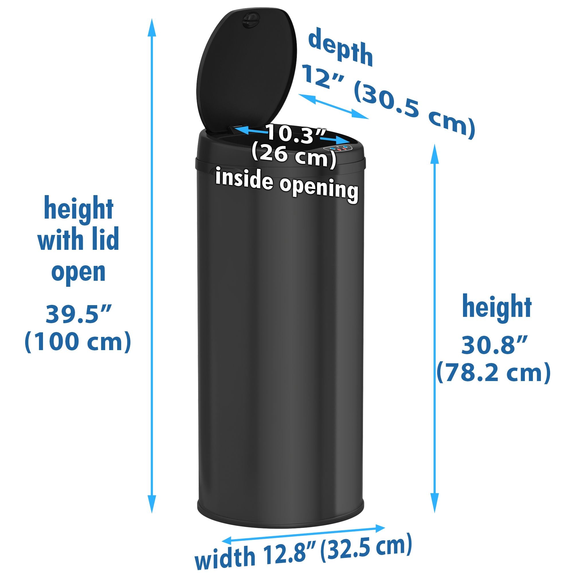 iTouchless 13 gal Deodorizer Round Motion Sensor Kitchen Trash Can, Black, Stainless Steel EasyOptionXY LLC
